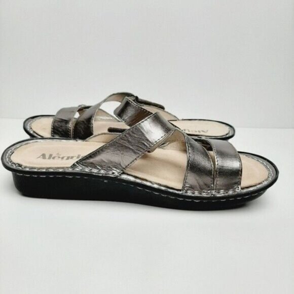 ALEGRIA Comfort Slip-on Sandal Slides Silver Sz 6 - Picture 7 of 11